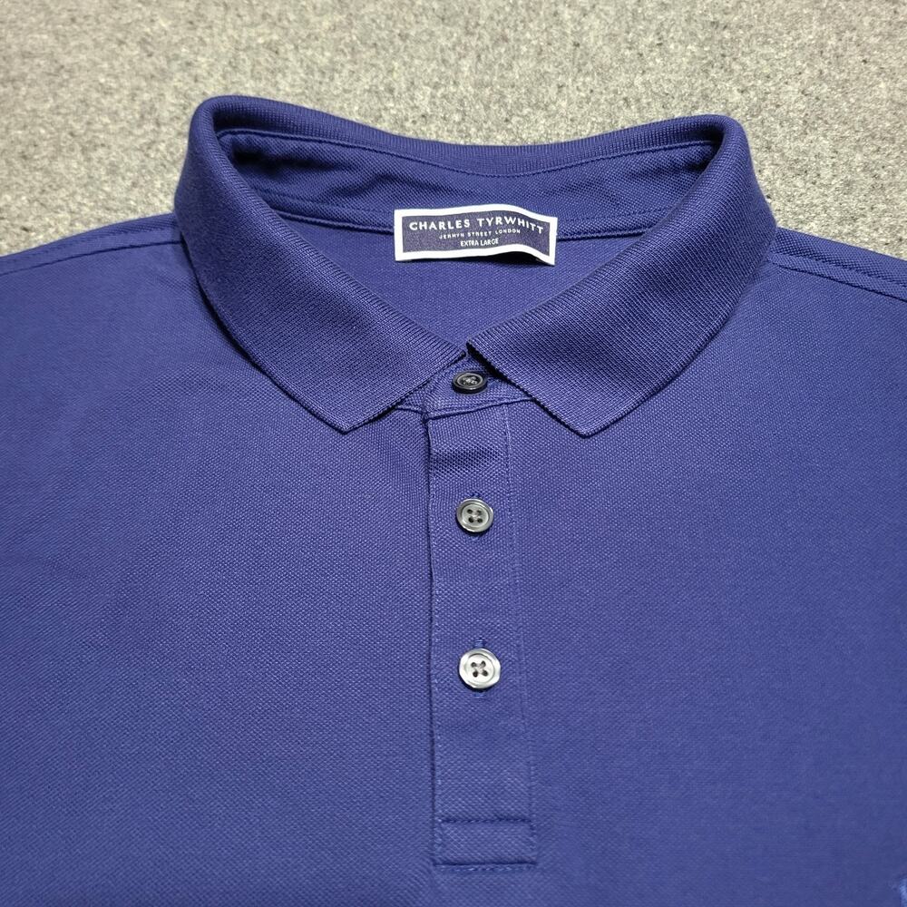 Charles Tyrwhitt Shirt Men Extra Large Royal Blue Stretch Pique Golf Polo London